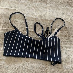 Navy and White Striped Bikini Top